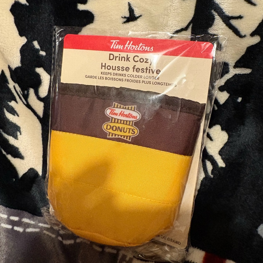 Tim Hortons Yellow and Brown Drink Cozy